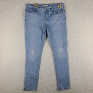 Levi's 711 Jeans Womens 33x30‎ Blue Skinny Distress Light Wash Denim NWT NEW